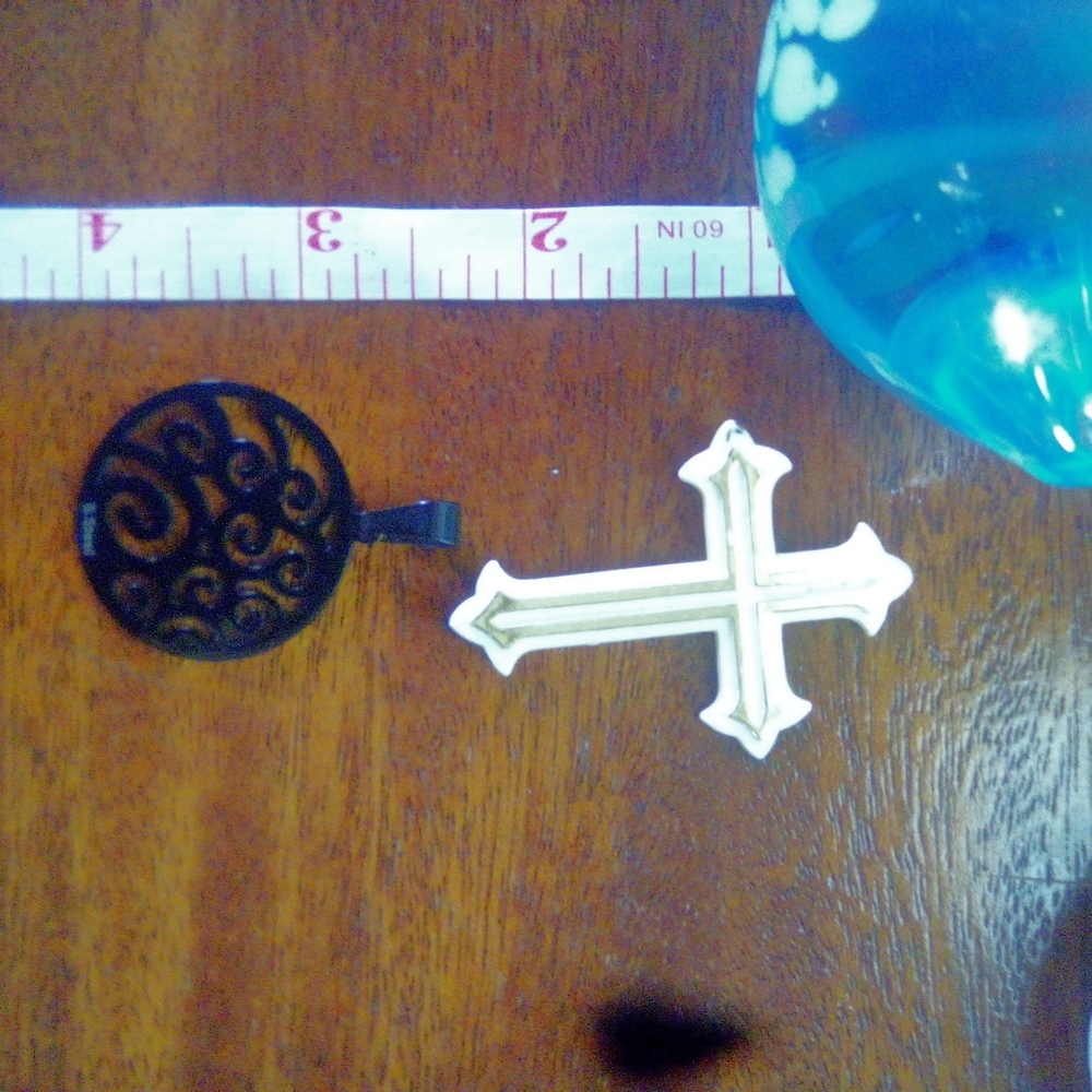 White and Gold Cross Pendant Necklace - Women's Religious Jewelry